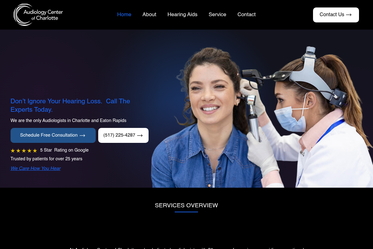 Audiology Center of Charlotte website preview